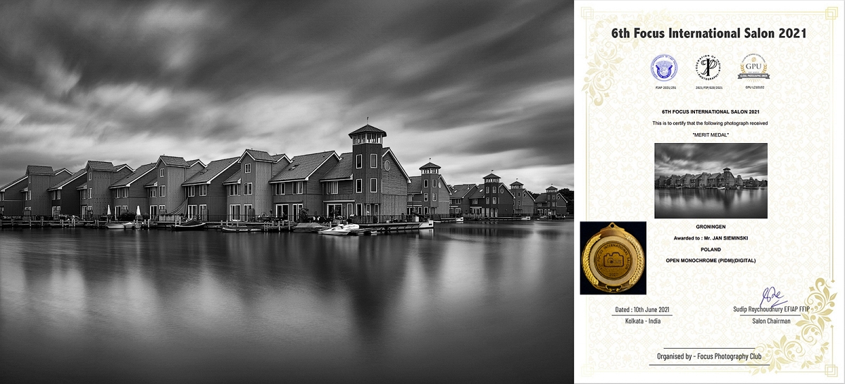 GRONINGEN 6TH Focus International Salon 2021 Merit Medal k.jpg - czerwiec 2021 w 6TH International Salon 2021 Kaluta, Indie - fotografia "GRONINGEN" otrzymała Merit Medal.  Konkurs pod patronatem Photographic Society of America.