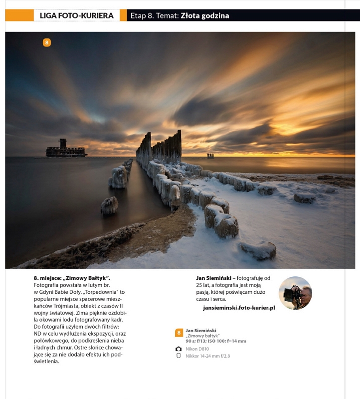 FK - zlota godzina.jpg - " Zimowy Bałtyk " listopad 2018 fotografia została opublikowana w czasopismie Foto Kurier