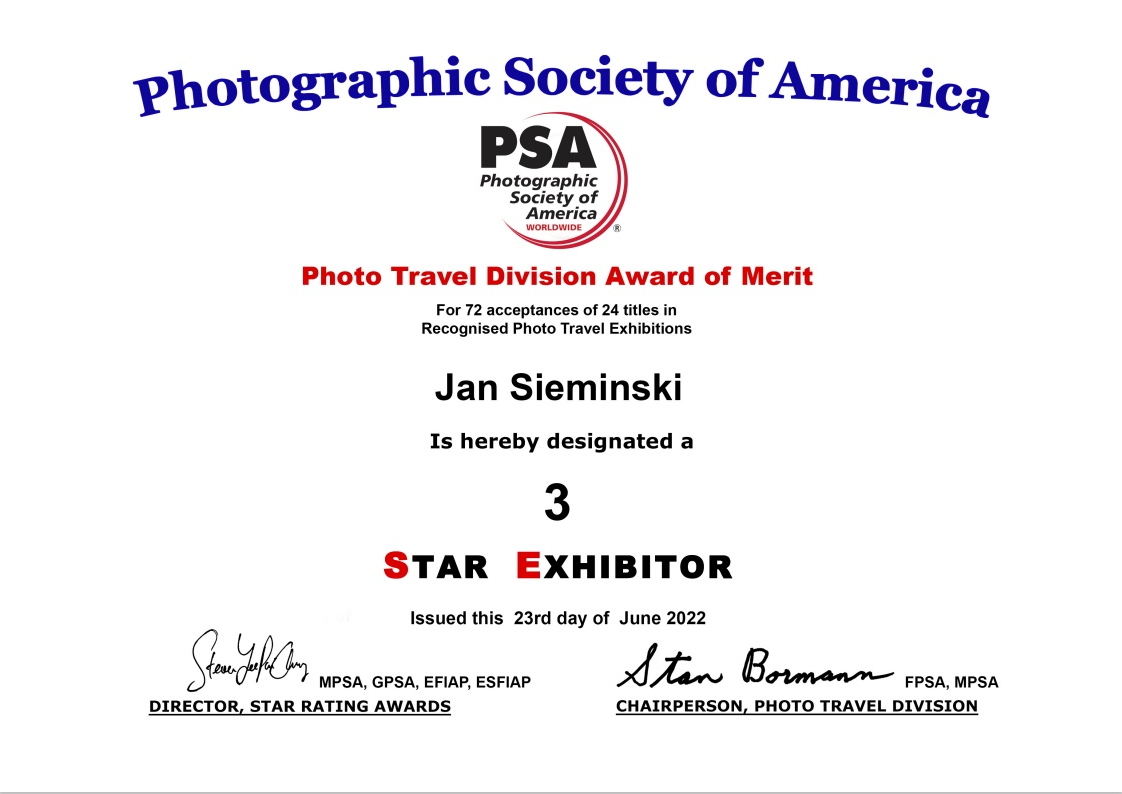 Travel 3 Stars.jpg - czerwiec 2022 Podsumowanie osiagniec w kategorii Travel, nagrodzone trzema gwiazdkami - mozliwosc ubiegania sie o tytuł PPSAw organizacji fotograficznej  Photographic Society of America